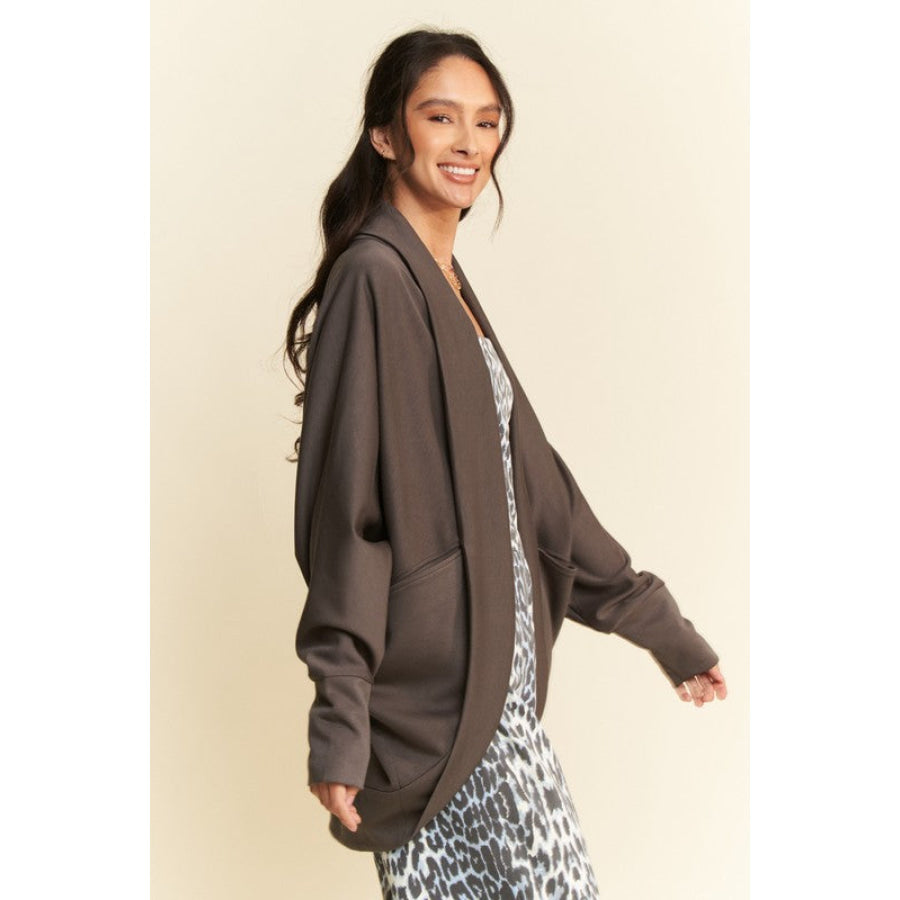 Davi &amp; Dani Dolman Long Sleeve Open Front Jacket Apparel and Accessories