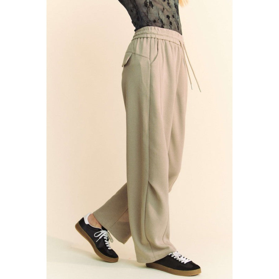 Davi &amp; Dani Drawstring Wide Leg Sweatpants Apparel and Accessories