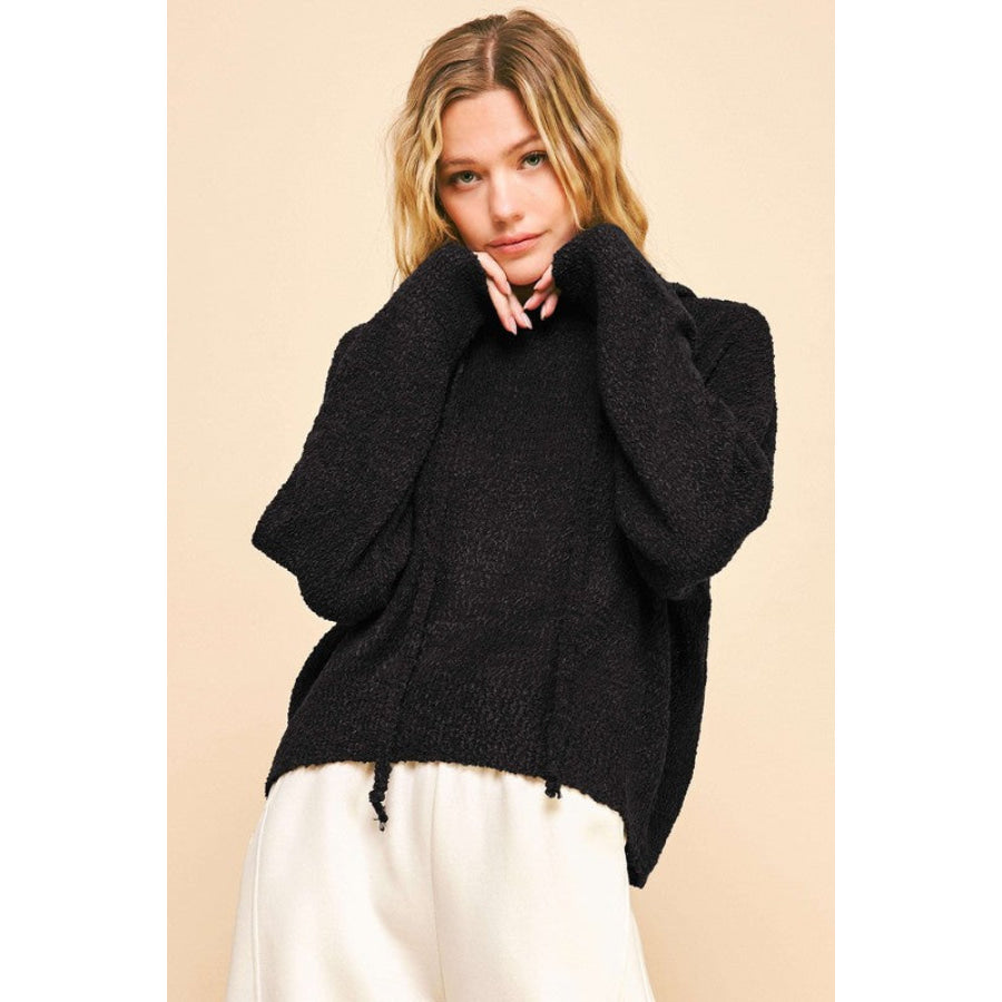 Davi &amp; Dani Drop Shoulder Long Sleeve Hooded Sweater Apparel and Accessories