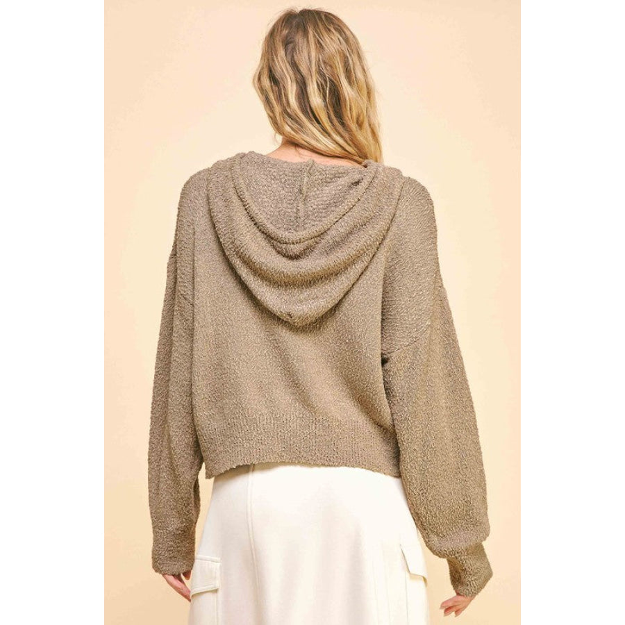 Davi &amp; Dani Drop Shoulder Long Sleeve Hooded Sweater Apparel and Accessories