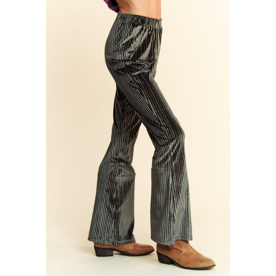 Davi &amp; Dani Elastic Waist Knit Flare Pants Apparel and Accessories