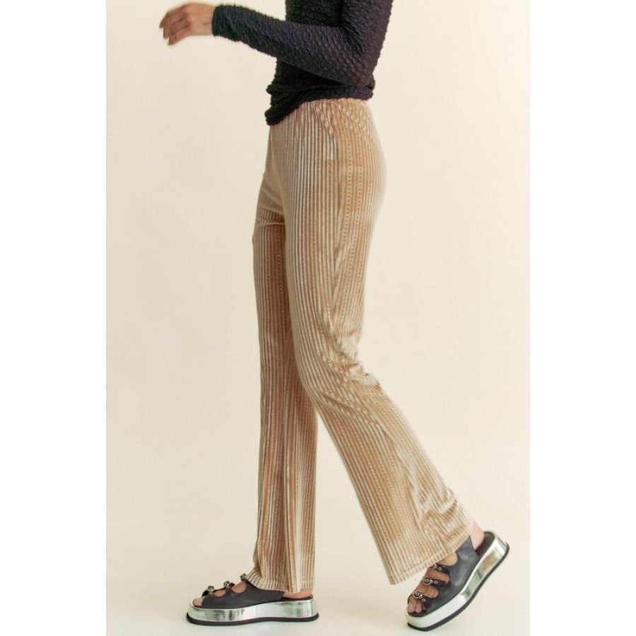 Davi &amp; Dani Elastic Waist Knit Flare Pants Apparel and Accessories