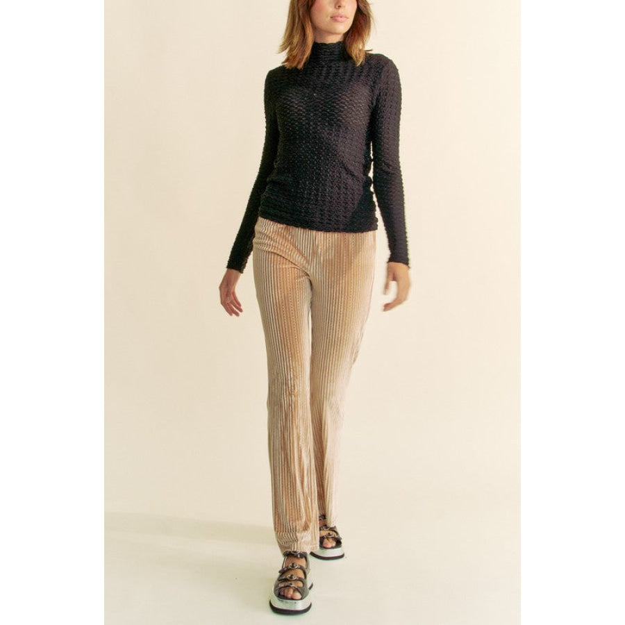 Davi &amp; Dani Elastic Waist Knit Flare Pants Apparel and Accessories