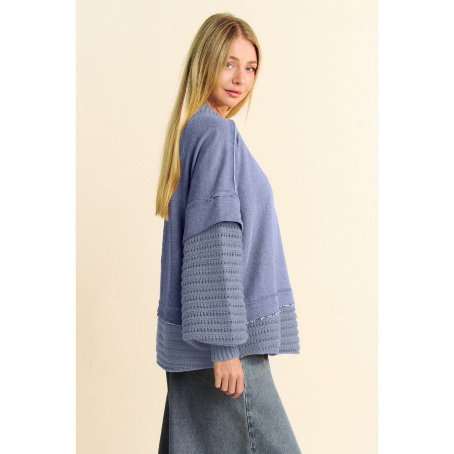 Davi &amp; Dani Faux Layered Round Neck Sweater Apparel and Accessories