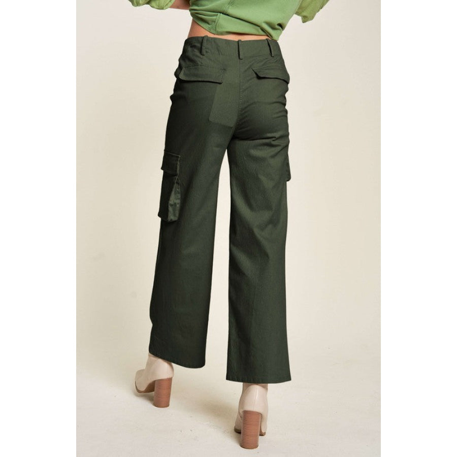 Davi &amp; Dani Flap Pocket Mid Rise Cargo Pants Apparel and Accessories