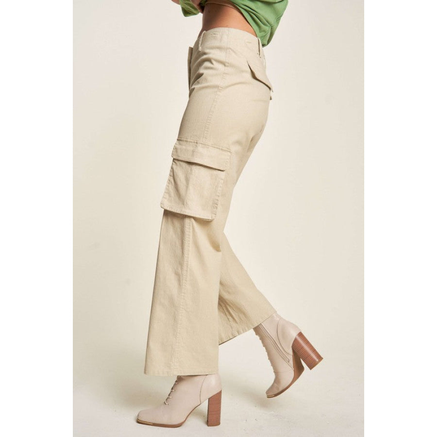 Davi &amp; Dani Flap Pocket Mid Rise Cargo Pants Apparel and Accessories