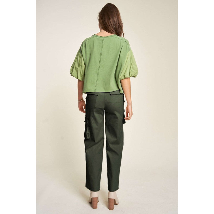 Davi &amp; Dani Flap Pocket Mid Rise Cargo Pants Apparel and Accessories