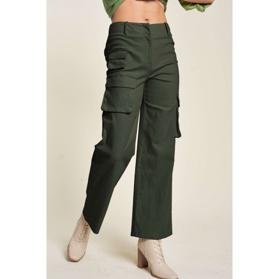 Davi &amp; Dani Flap Pocket Mid Rise Cargo Pants Black Forest / S Apparel and Accessories