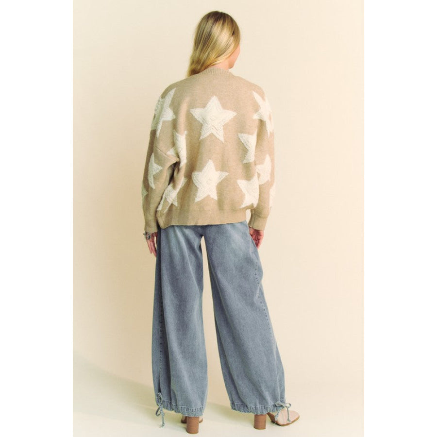 Davi &amp; Dani Fuzzy Star Button Down Cardigan Apparel and Accessories