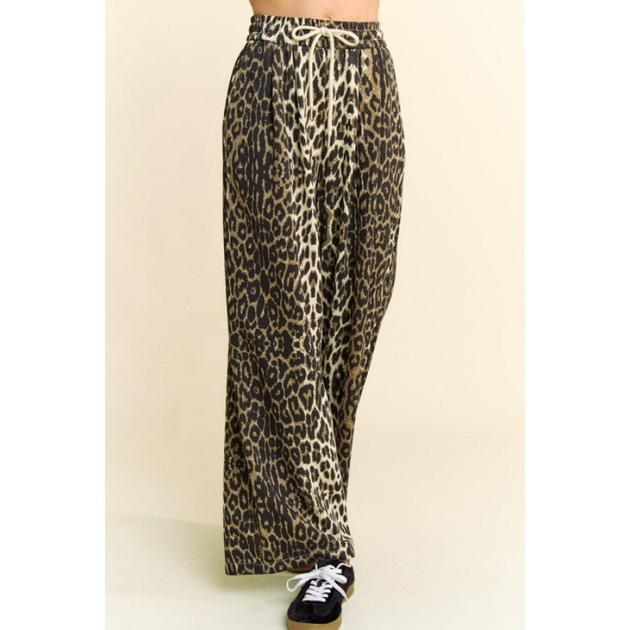 Davi & Dani Leopard Wide Leg Pants Leopard / S Apparel and Accessories