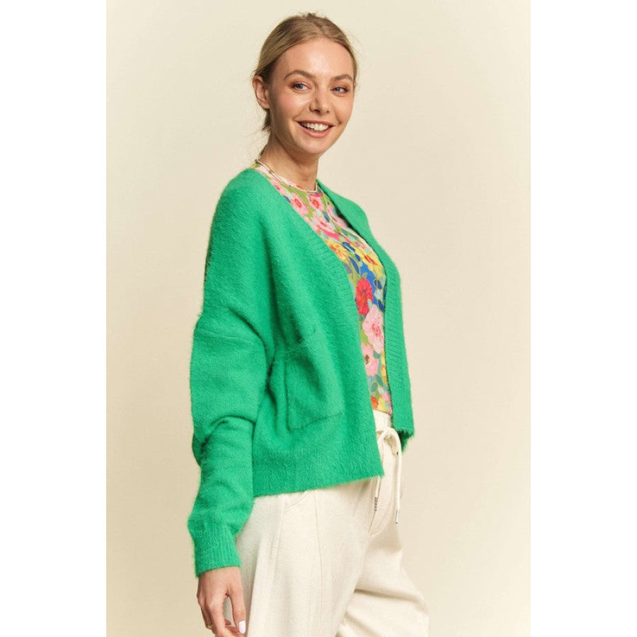 Davi & Dani Open Front Drop Shoulder Cardigan Apparel and Accessories