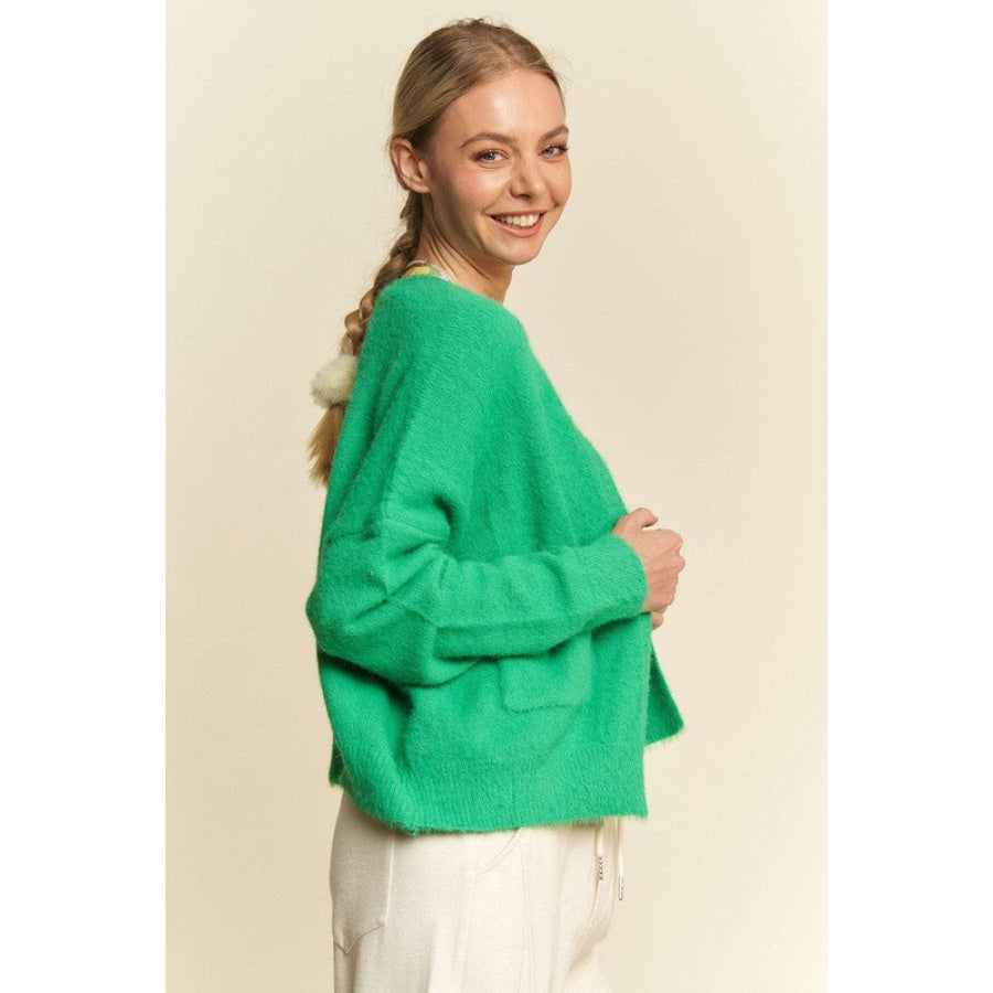 Davi & Dani Open Front Drop Shoulder Cardigan Apparel and Accessories