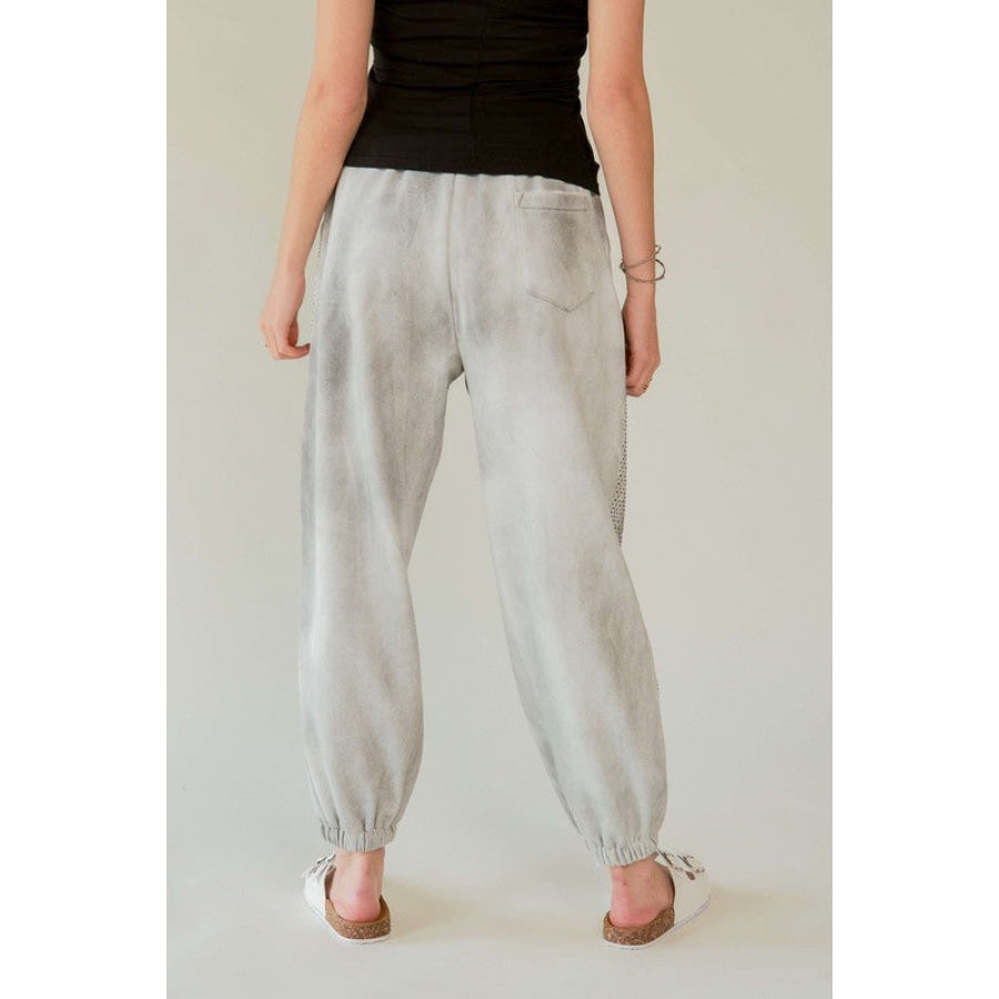 Davi &amp; Dani Rhinestone Elastic Waist Joggers Apparel and Accessories