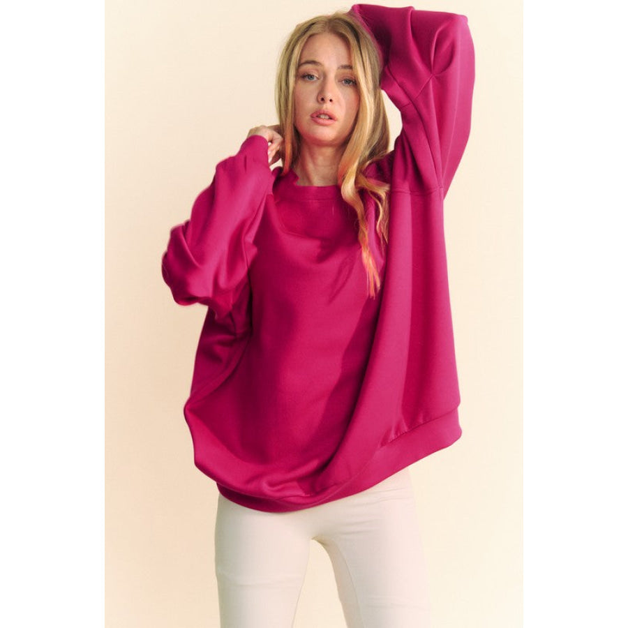 Davi &amp; Dani Round Neck Raglan Sleeve Sweatshirt Apparel and Accessories