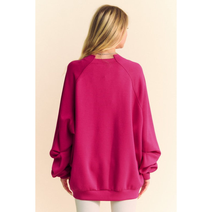 Davi &amp; Dani Round Neck Raglan Sleeve Sweatshirt Apparel and Accessories