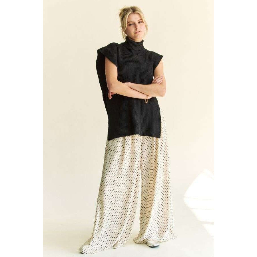 Davi & Dani Side Split Turtleneck Sleeveless Knit Top Apparel and Accessories