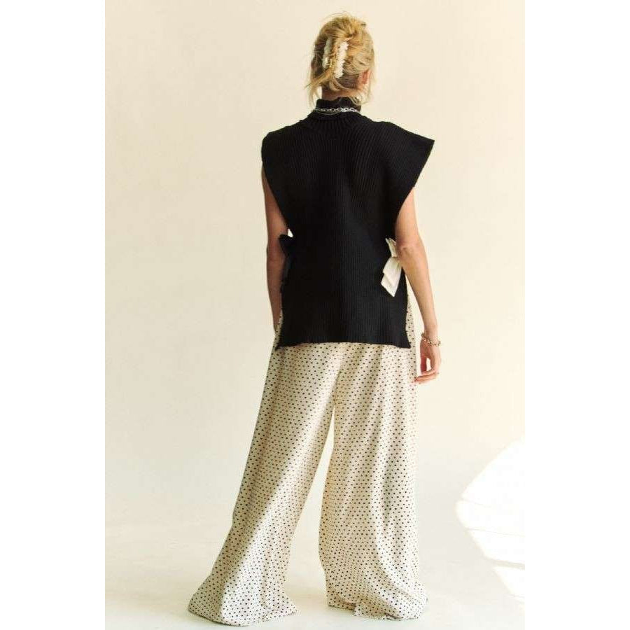 Davi & Dani Side Split Turtleneck Sleeveless Knit Top Apparel and Accessories