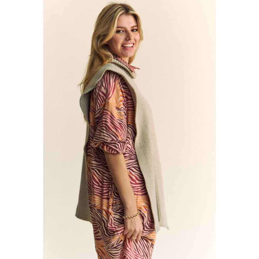 Davi & Dani Side Split Turtleneck Sleeveless Knit Top Apparel and Accessories