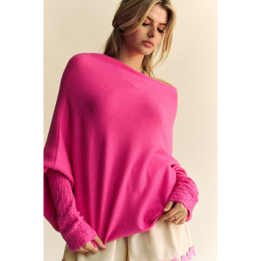 Davi & Dani Solid Color Batwing Sleeve Sweater Apparel and Accessories