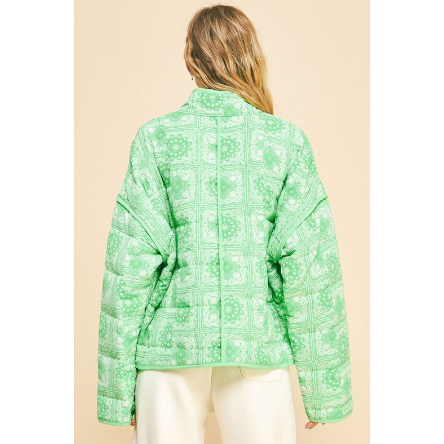 Davi & Dani Vintage Print Open Front Jacket with Pockets Apparel and Accessories