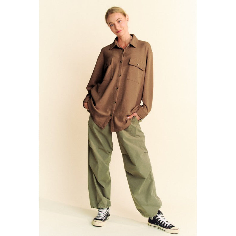 Davi & Dani Waffle-Knit Button Down Shirt Apparel and Accessories