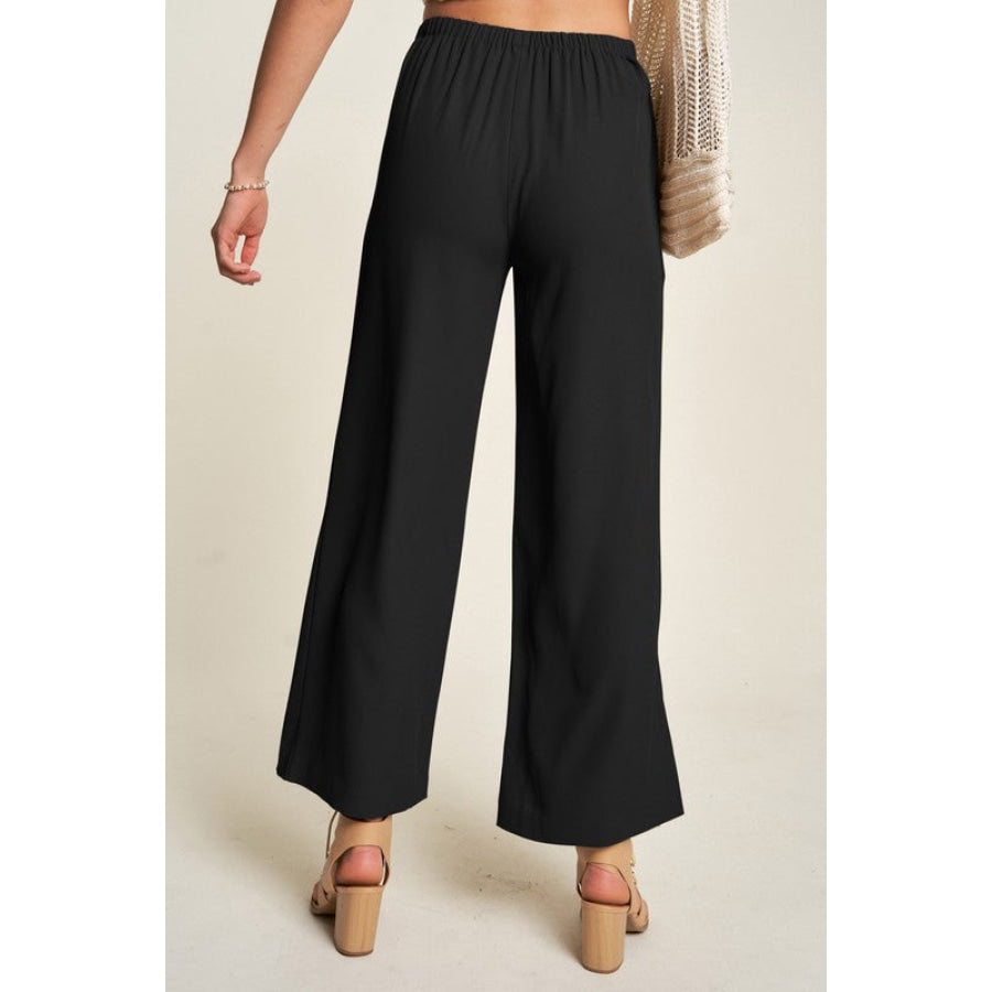 Davi &amp; Dani Wide Leg Mid-Rise Pants Apparel and Accessories