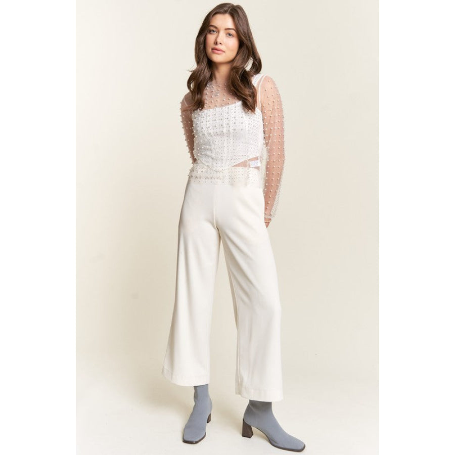 Davi &amp; Dani Wide Leg Mid-Rise Pants Apparel and Accessories