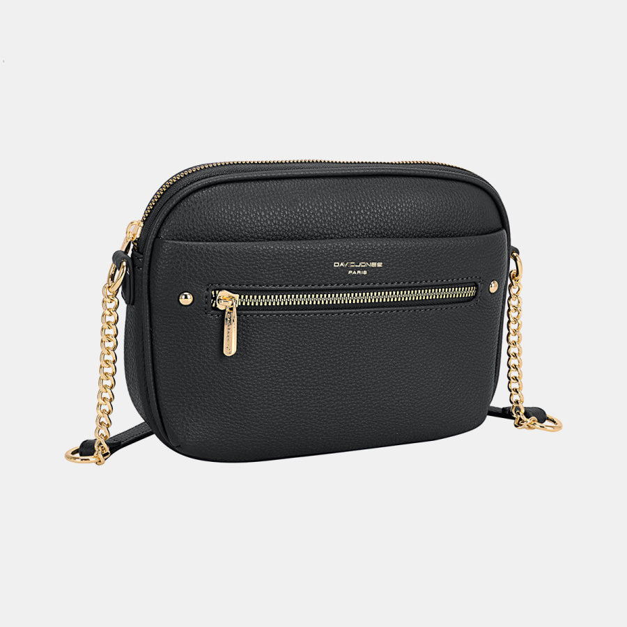 David Jones Chain Detail Small Crossbody Bag Black / One Size Apparel and Accessories