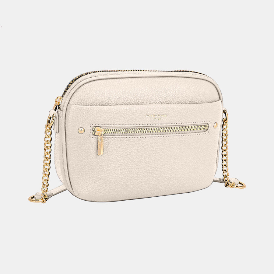 David Jones Chain Detail Small Crossbody Bag Creamy White / One Size Apparel and Accessories