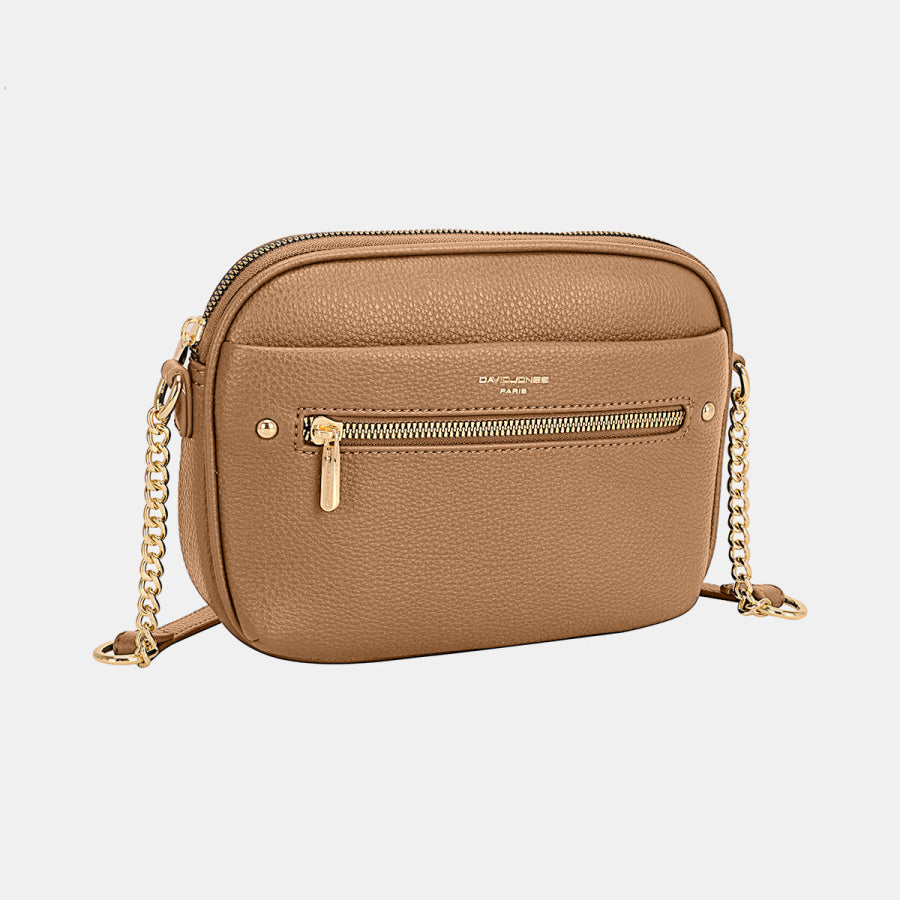 David Jones Chain Detail Small Crossbody Bag D.Camel / One Size Apparel and Accessories