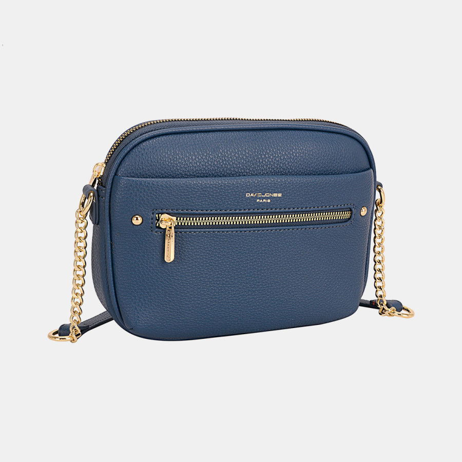 David Jones Chain Detail Small Crossbody Bag Navy / One Size Apparel and Accessories