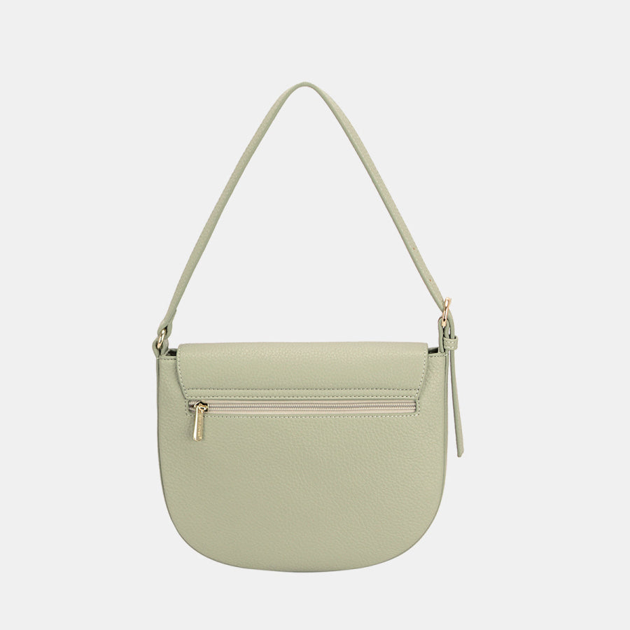 David Jones Metal Buckle Shoulder Bag Greyish Green / One Size Apparel and Accessories