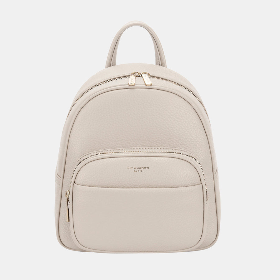 David Jones PU Leather Backpack Bag Ivory / One Size Apparel and Accessories