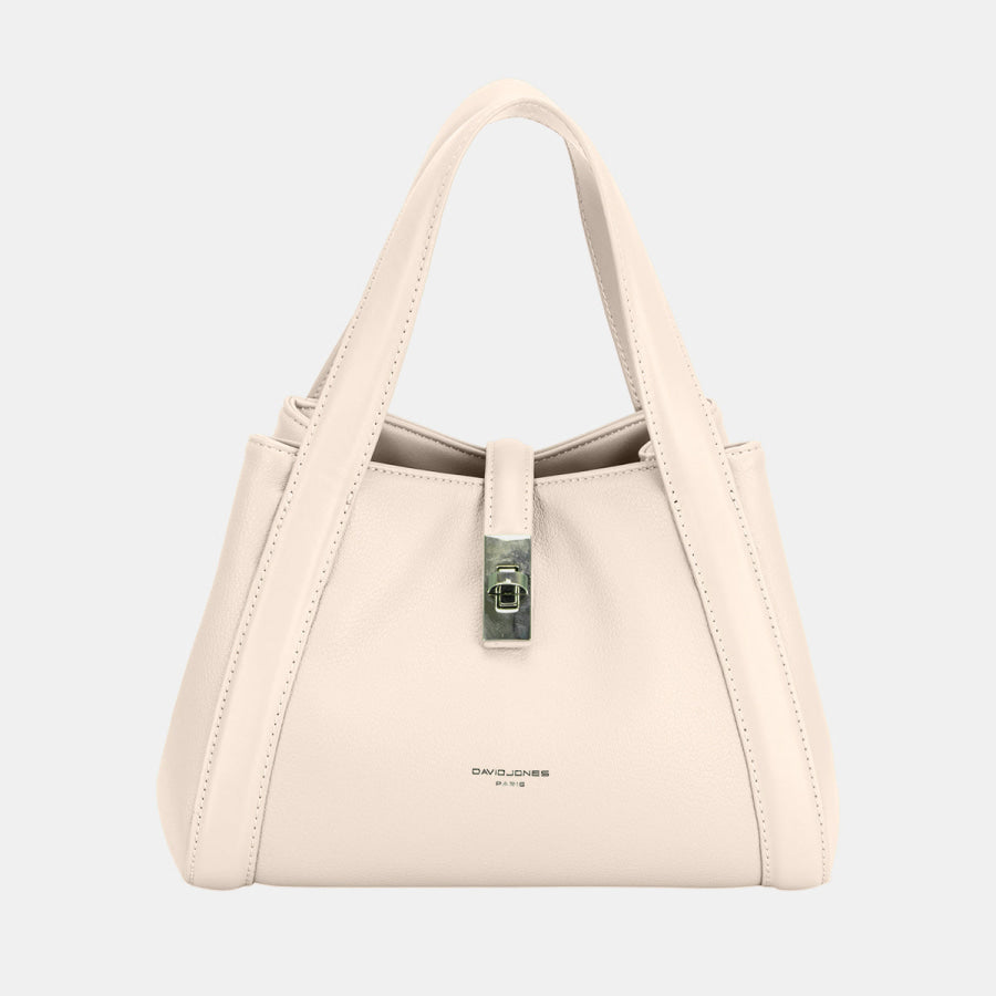 David Jones PU Leather Bucket Bag Beige / One Size Apparel and Accessories