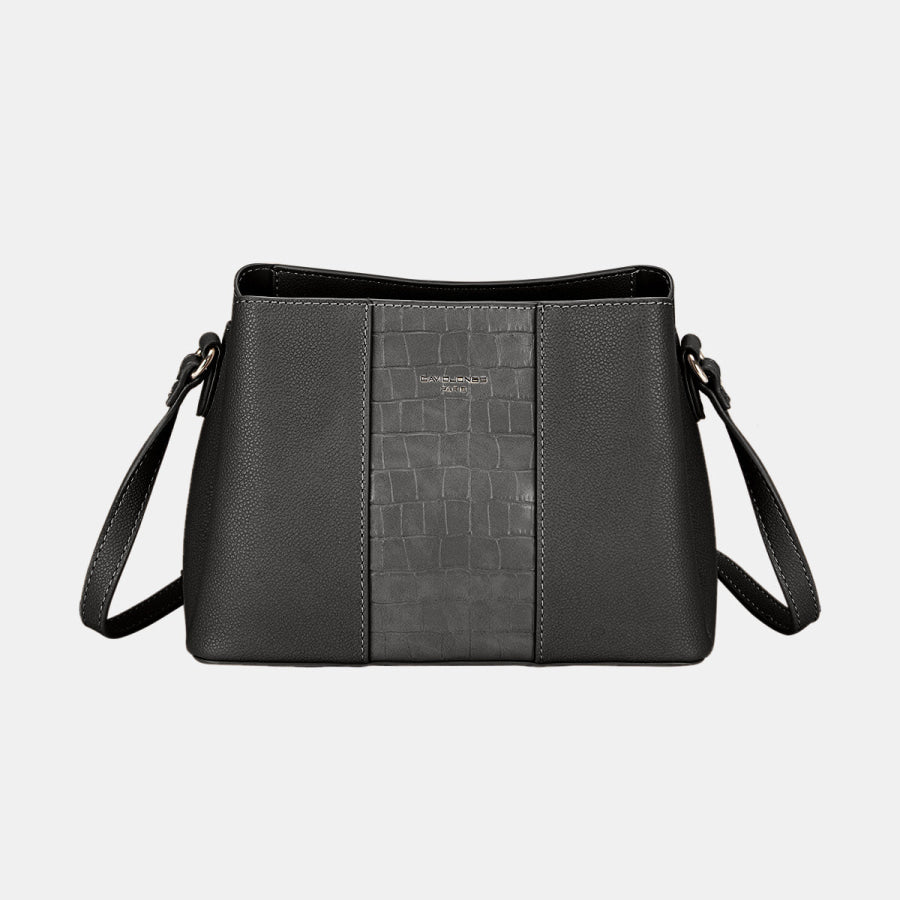 David Jones PU Leather Crossbody Bag Black / One Size Apparel and Accessories