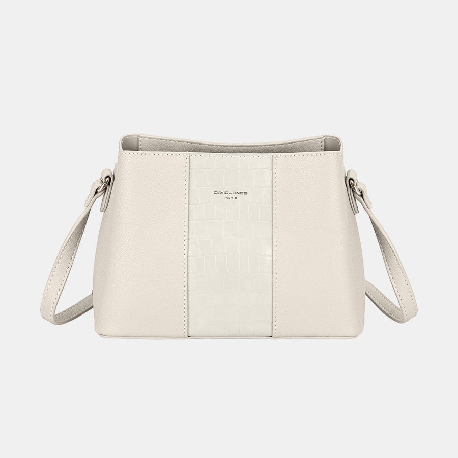 David Jones PU Leather Crossbody Bag Creamy White / One Size Apparel and Accessories