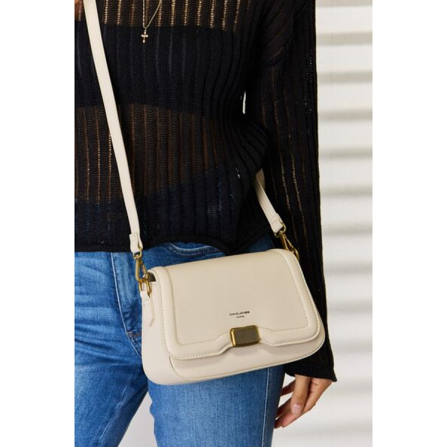 David Jones PU Leather Crossbody Bag CREAMY WHITE / One Size Apparel and Accessories