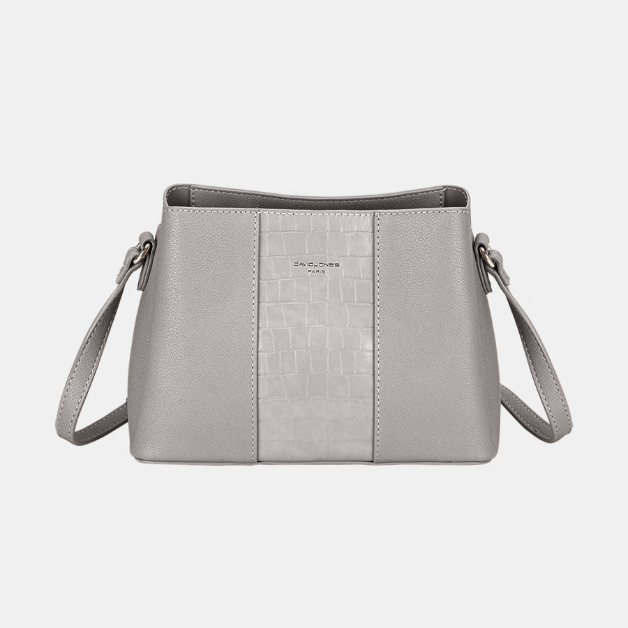 David Jones PU Leather Crossbody Bag Grey / One Size Apparel and Accessories