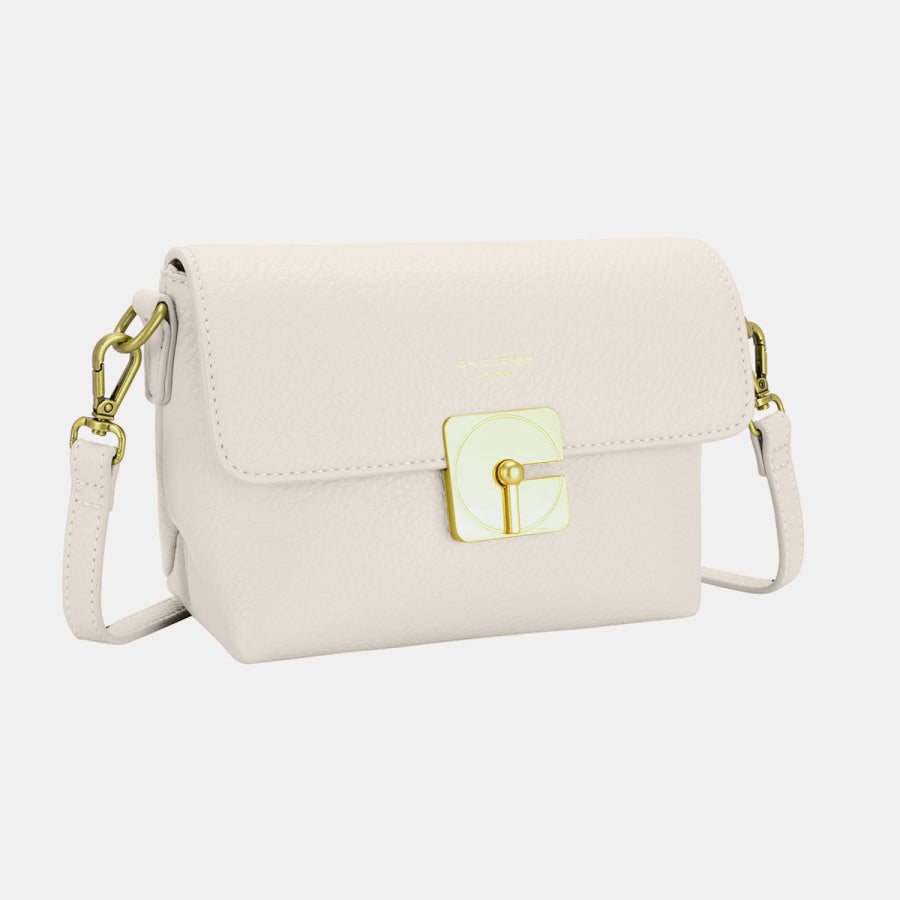 David Jones PU Leather Crossbody Bag Ivory / One Size Apparel and Accessories