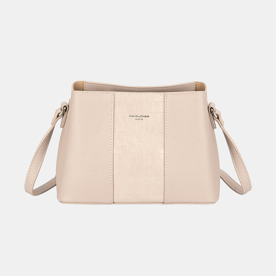 David Jones PU Leather Crossbody Bag Natural / One Size Apparel and Accessories