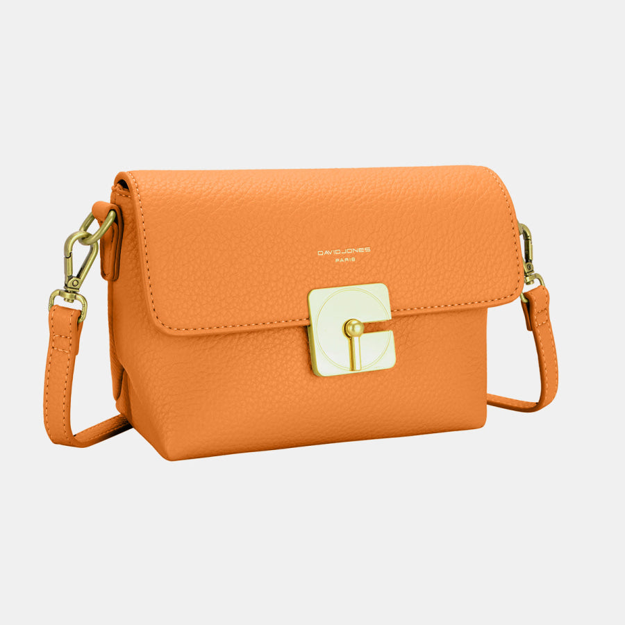 David Jones PU Leather Crossbody Bag Orange / One Size Apparel and Accessories