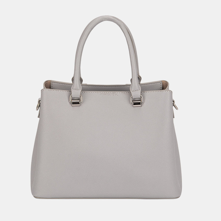 David Jones PU Leather Handbag Grey / One Size Apparel and Accessories