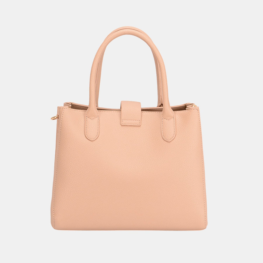 David Jones PU Leather Handbag Pink / One Size Apparel and Accessories