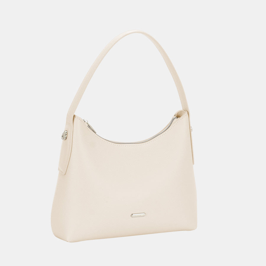 David Jones PU Leather Handbag Creamy White / One Size Apparel and Accessories