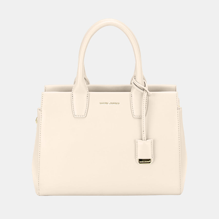 David Jones PU Leather Handbag Creamy White / One Size Apparel and Accessories