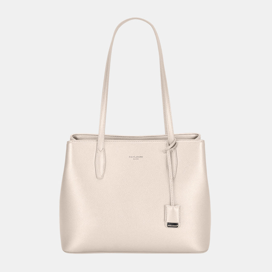 David Jones PU Leather Handbag Creamy White / One Size Apparel and Accessories