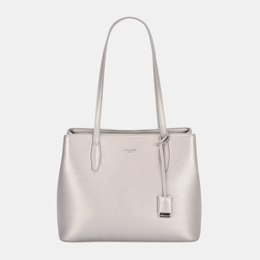 David Jones PU Leather Handbag D.Silver / One Size Apparel and Accessories