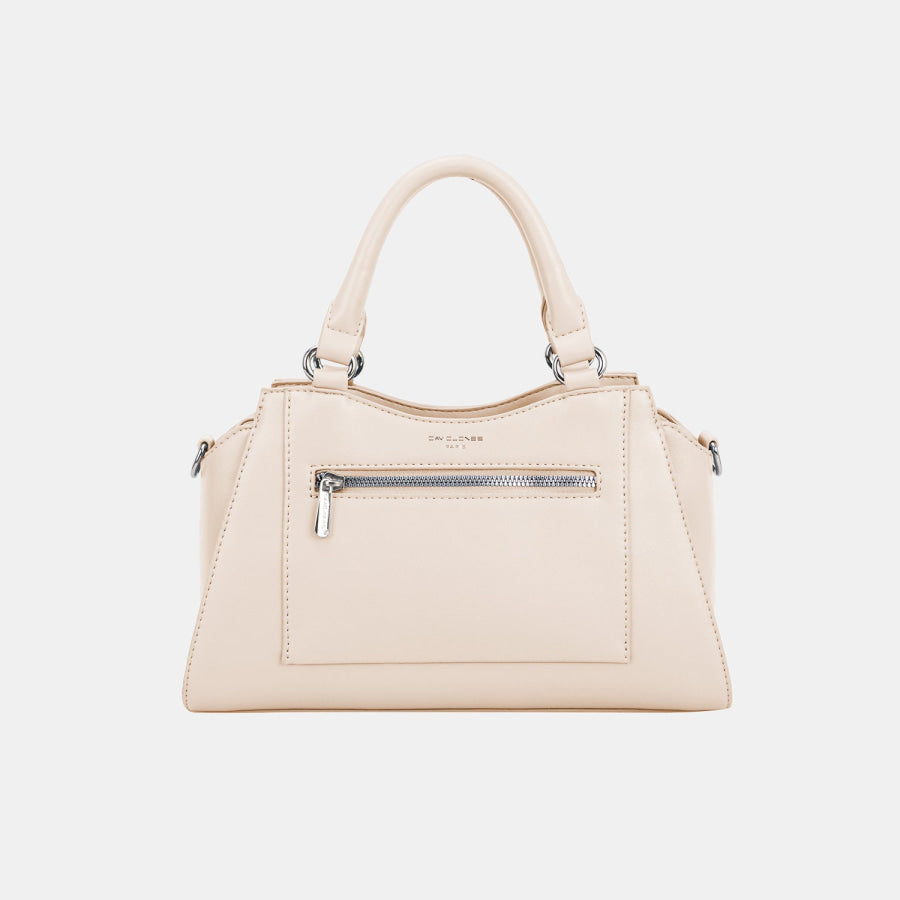 David Jones PU Leather Handbag Ivory / One Size Apparel and Accessories