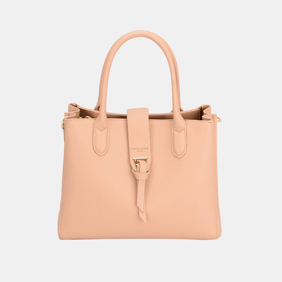 David Jones PU Leather Handbag Pink / One Size Apparel and Accessories
