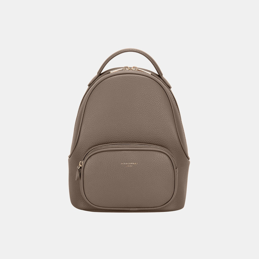 David Jones PU Leather Handle Backpack Taupe / One Size Apparel and Accessories